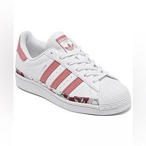 Adidas Originals White & Pink Her Studio London Superstar Sneakers Big Girls